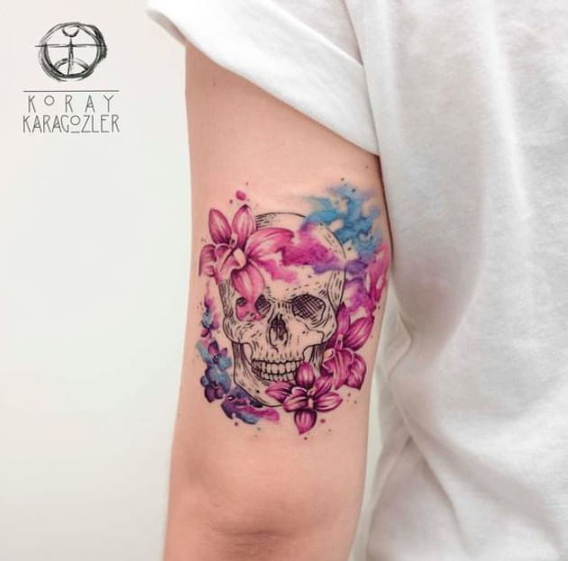 Tatouage Tete De Mort Girly La tête de mort girly