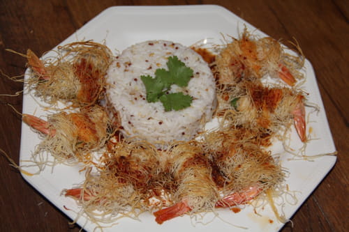 Gambas croustillantes en robe de kadaïf