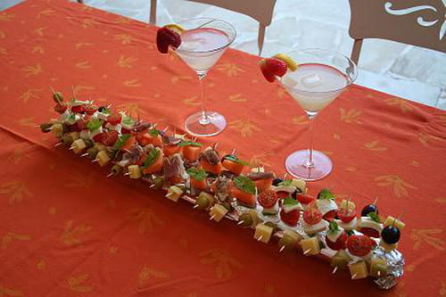 Baguette aux brochettes apéritives
