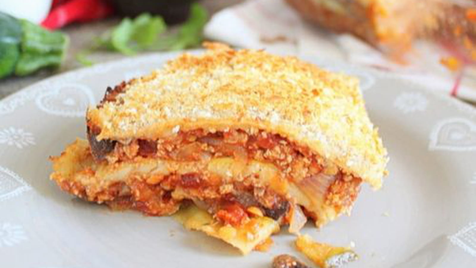 Lasagnes de courgettes, sans pâte, aux lentilles, tofu et champignons shiitaké (vegan, sans gluten)