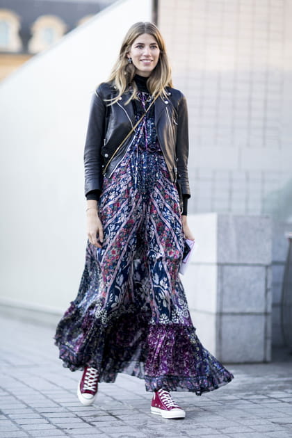 Street style à Paris : la maxi robe bohème