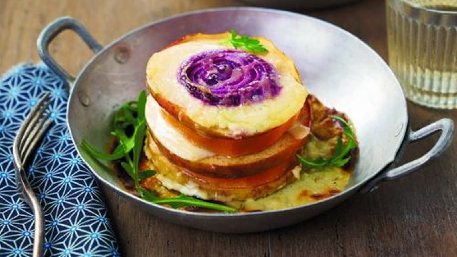 Duo de pommes Antarès® et patate douce en un millefeuille