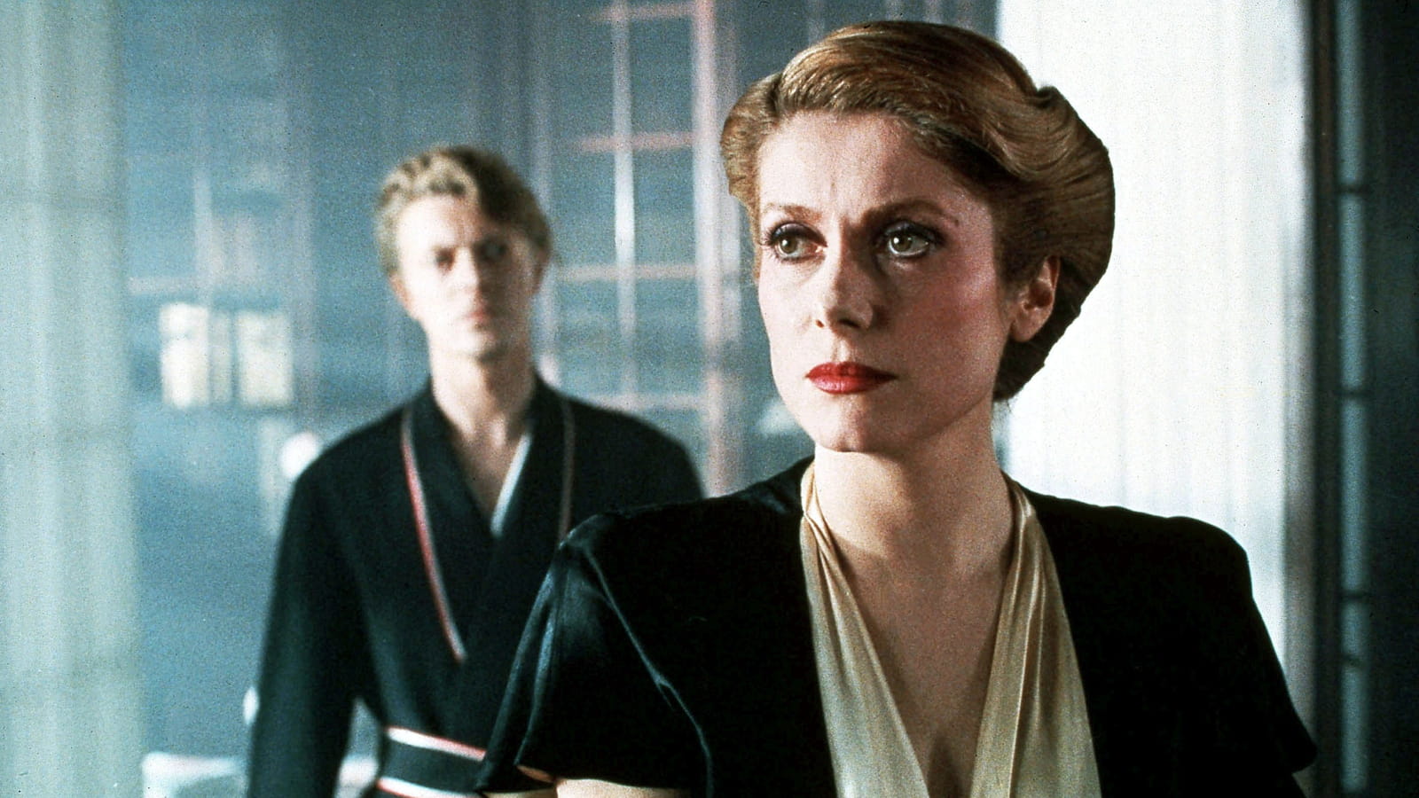 Avec Catherine Deneuve dans Hunger, 1983
