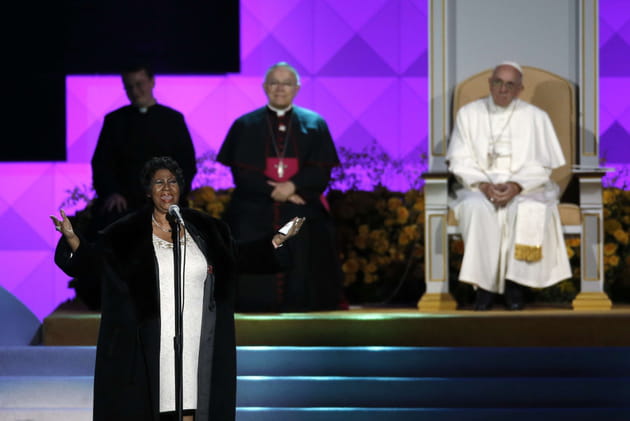 Aretha Franklin en concert devant le Pape Fran&ccedil;ois en 2015