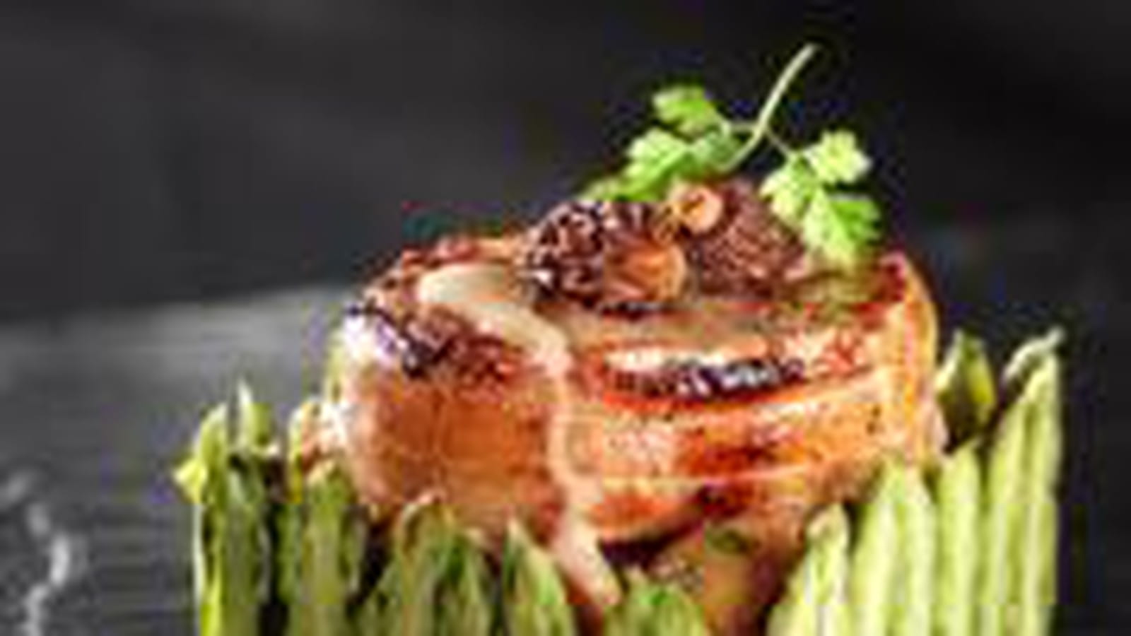 Grenadins de veau aux morilles, marbré de marrons