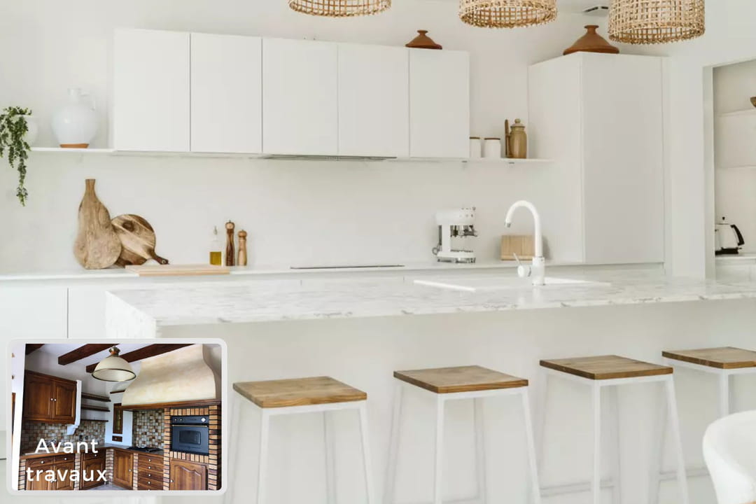 Pre-after: a dated pavilion transformed into white designer paradise by an Australian