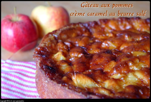 Gâteau aux pommes, crème caramel au beurre salé