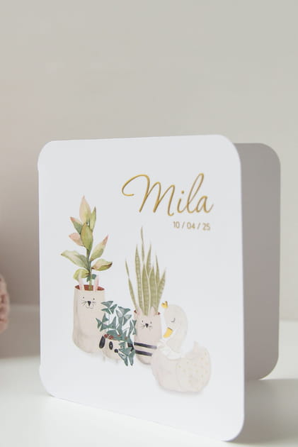 Un faire-part de naissance autour des animaux