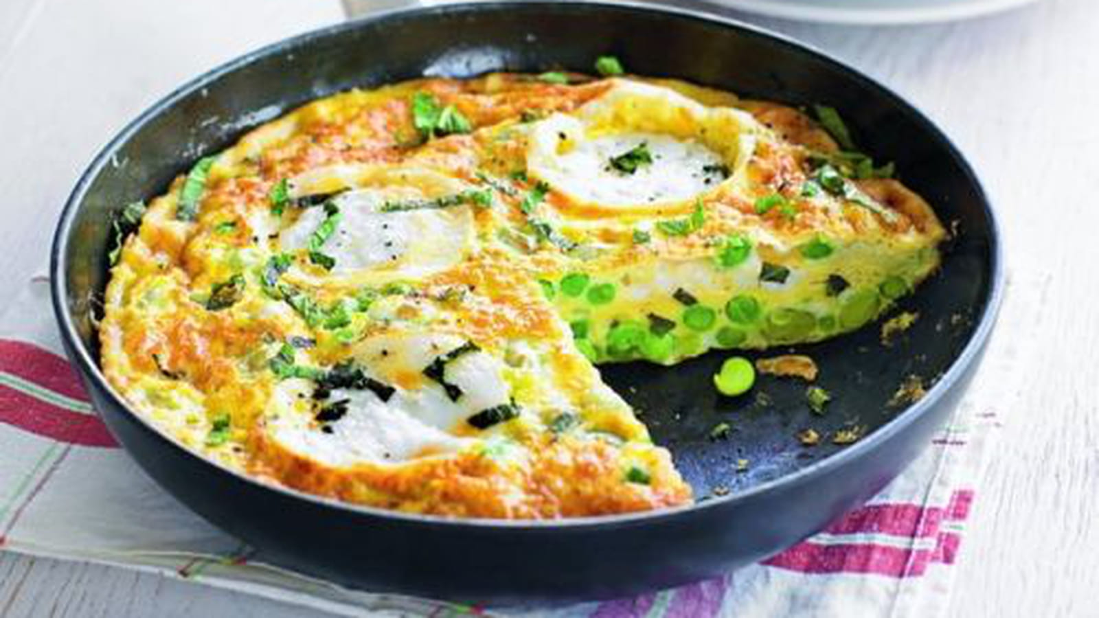 Frittata au chèvre et aux petits pois
