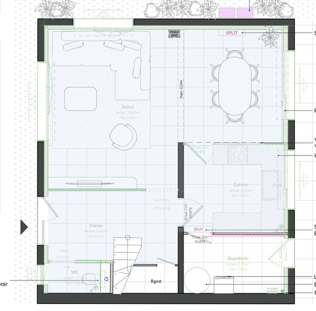 Le plan du rez-de-chauss&eacute;e apr&egrave;s travaux