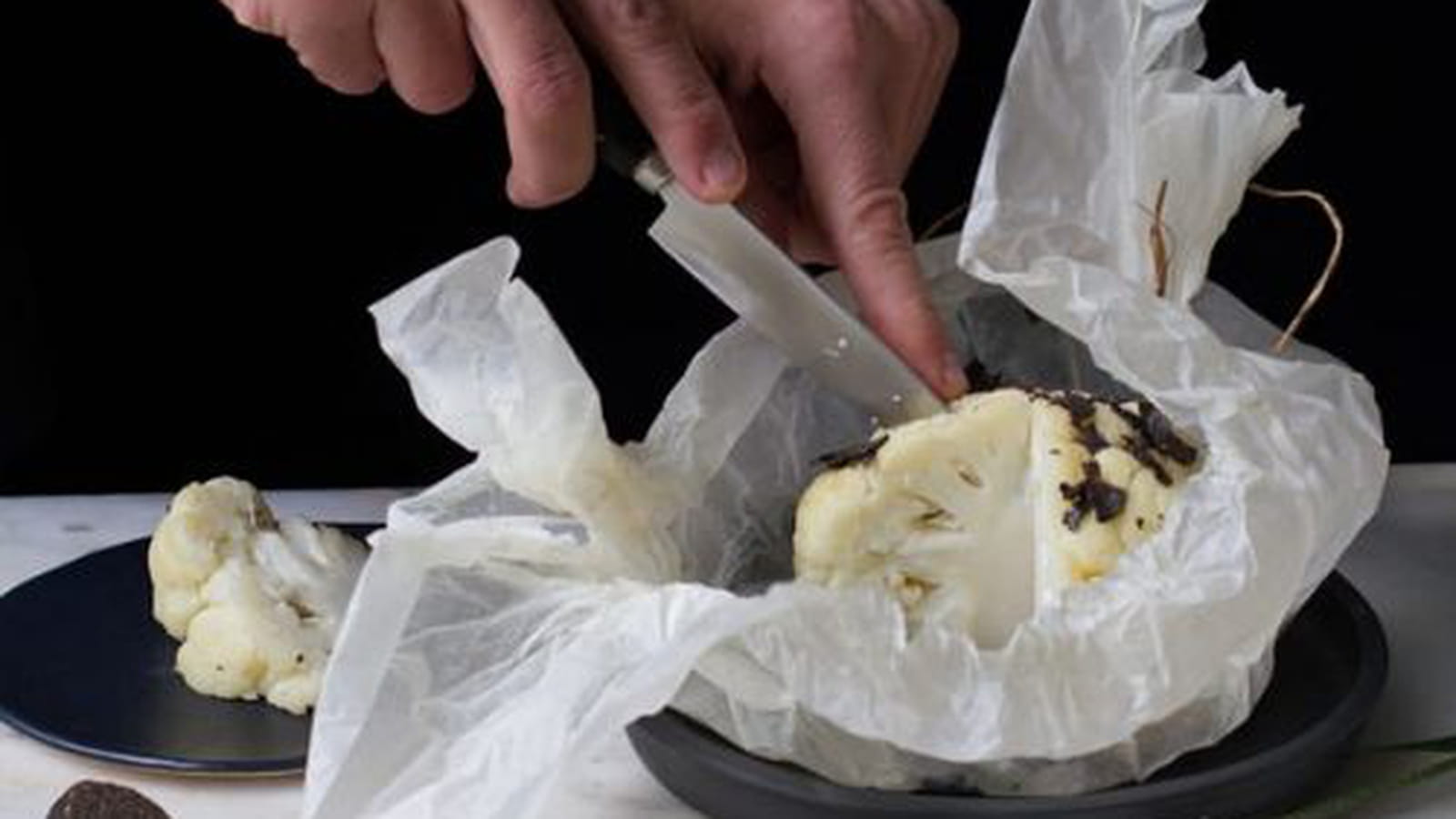 Chou-fleur rôti, truffe noire