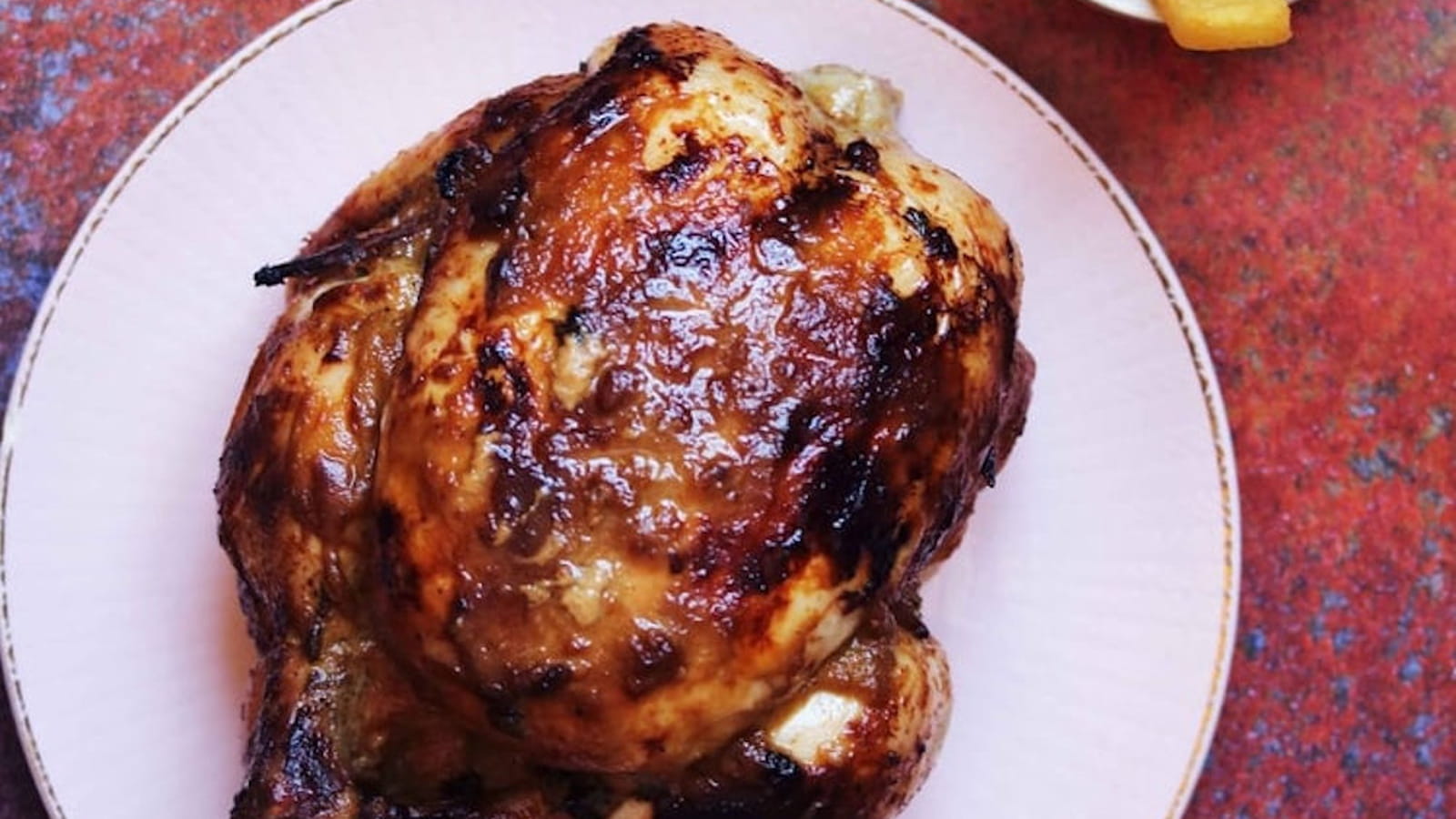 Poulet rôti à la moutarde, miel et vinaigre balsamique