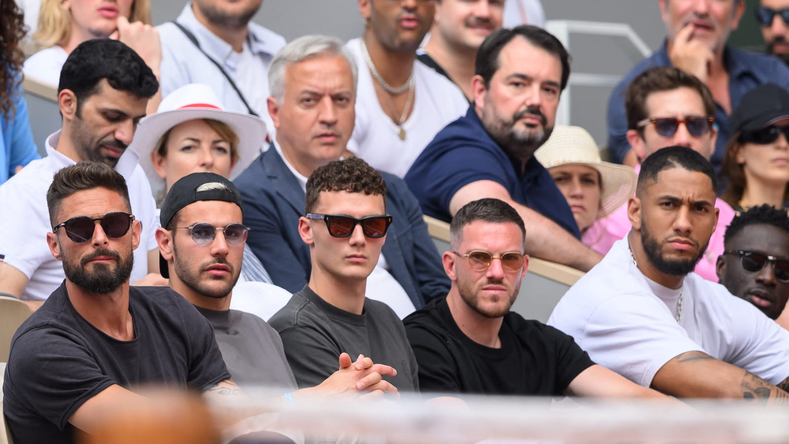 Olivier Giroud, Théo Hernandez, Benjamin Pavard, Jordan Veretout et Tony Yoka