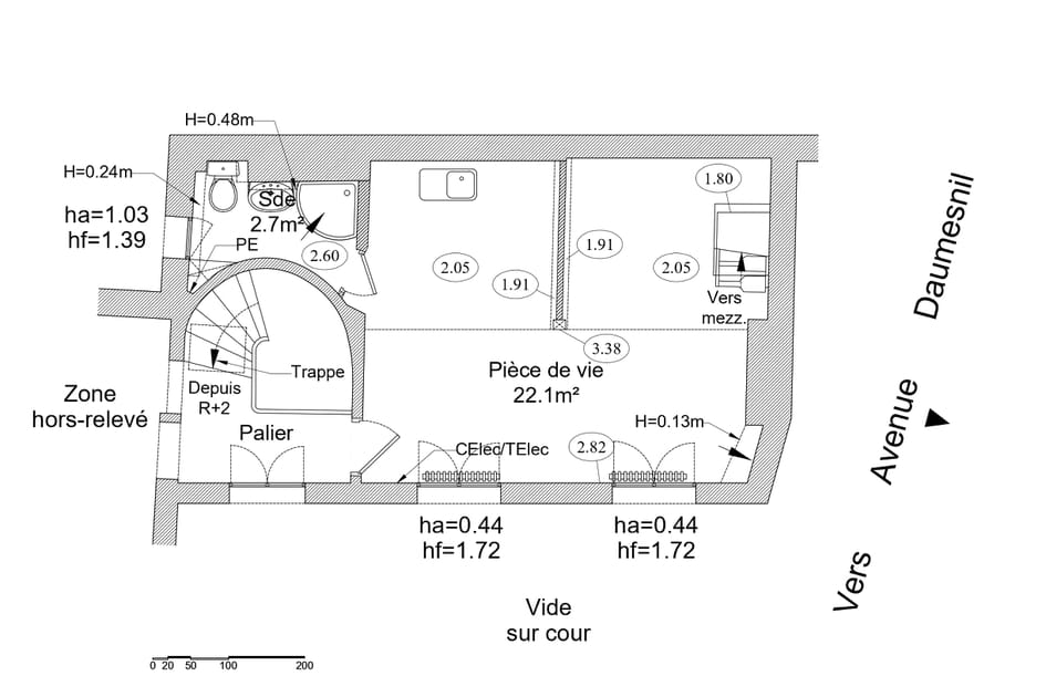 Le plan du 1er niveau avant travaux