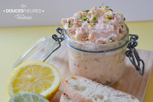 Rillettes de saumon, fromage frais et pomme