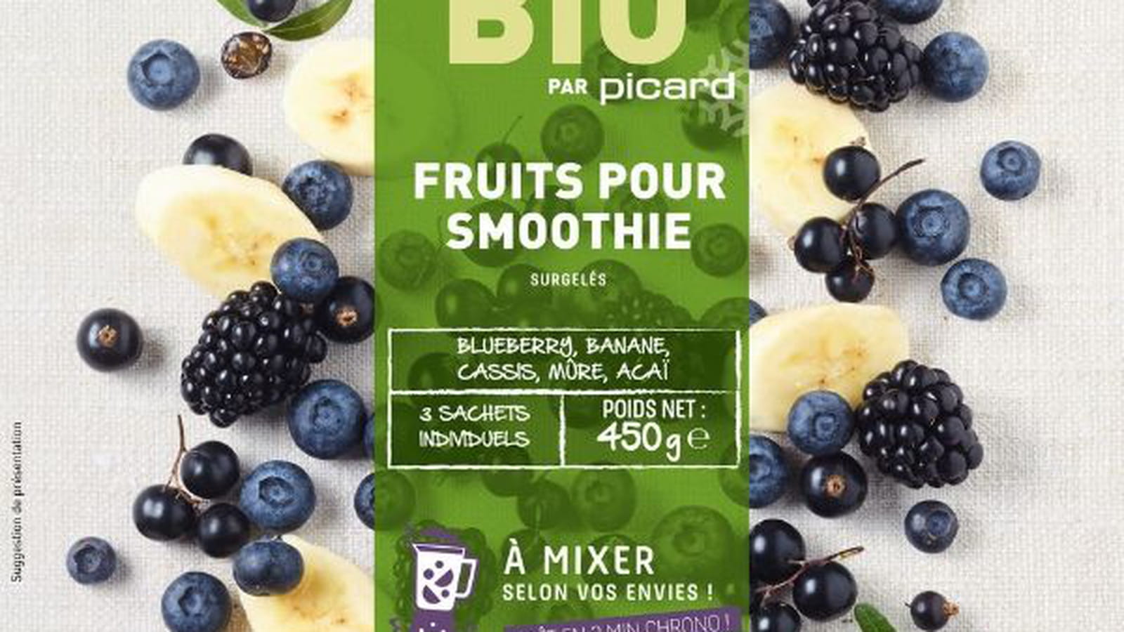 Fruits pour smoothie bio par Picard