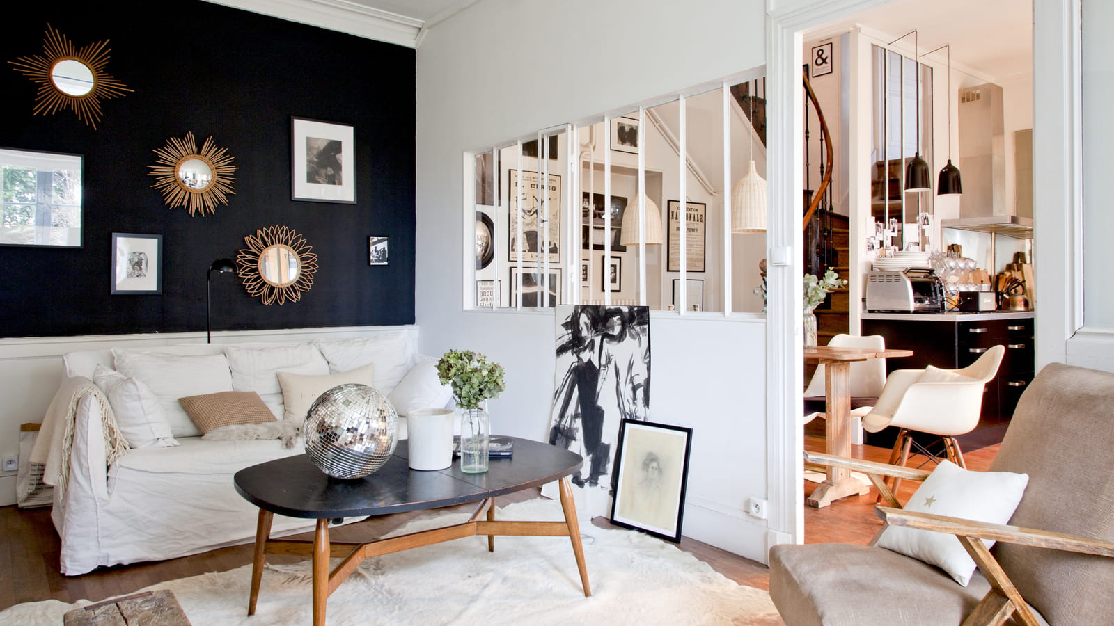 Salon noir beige