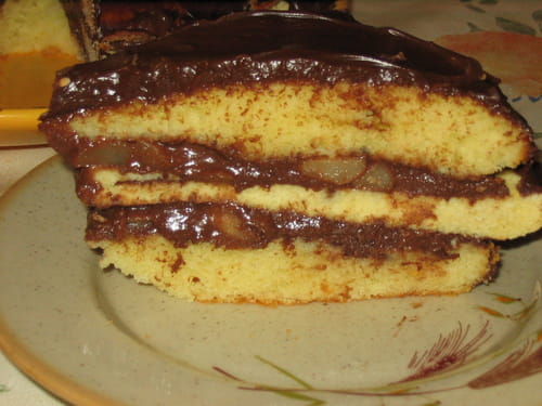 Gâteau ganache chocolat et poires