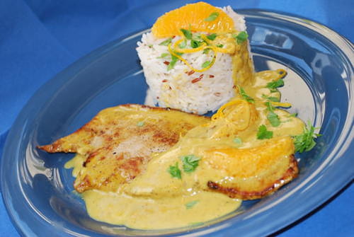 Escalopes de veau à la crème, au curry et à l'orange