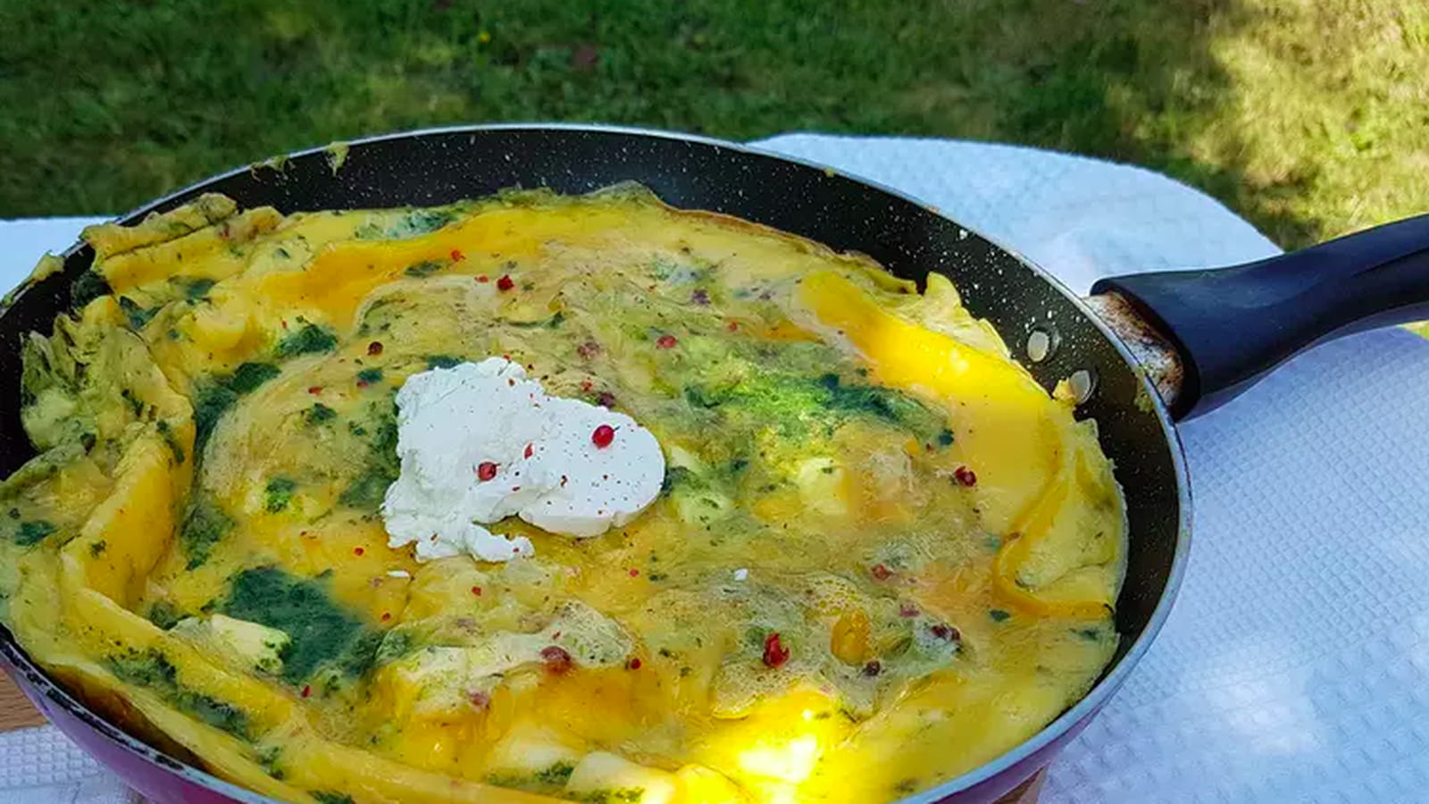 Omelette épinards et chèvre
