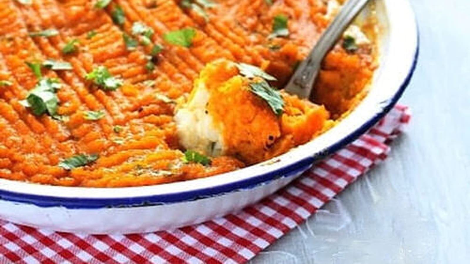 Parmentier de cabillaud et patates douces au curry-cumin