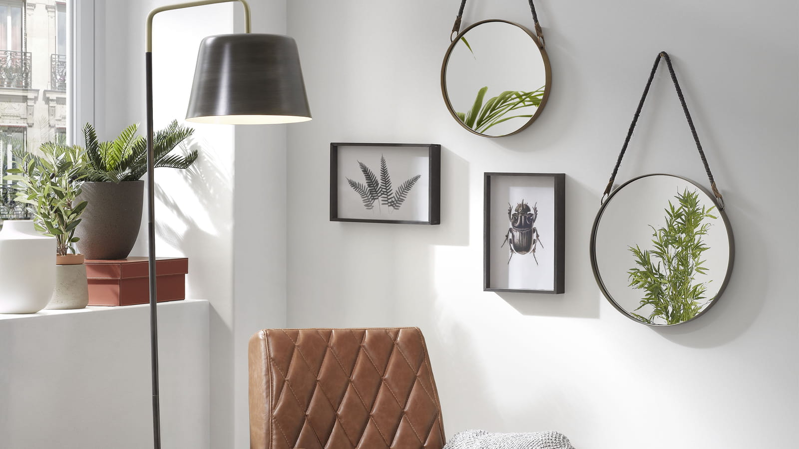 Miroir rond suspendu