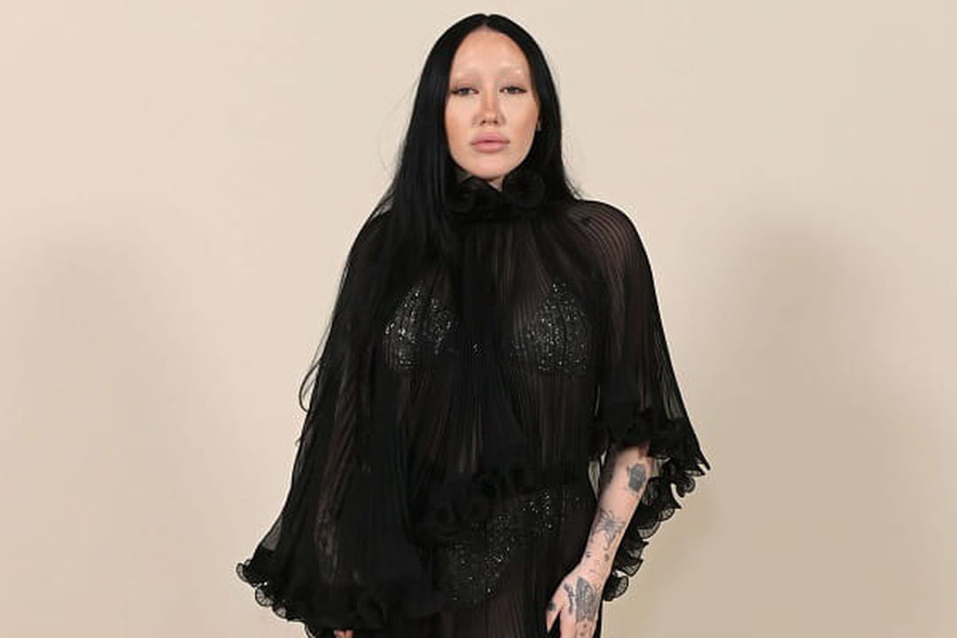Noah Cyrus en robe transparente noire à froufrous et manches trois