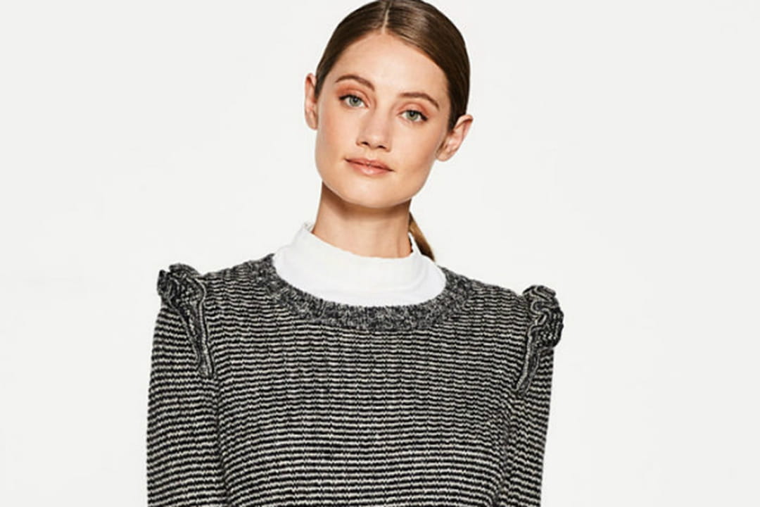 Pull en maille de coton à rayures - Rose - Fille - 0.00