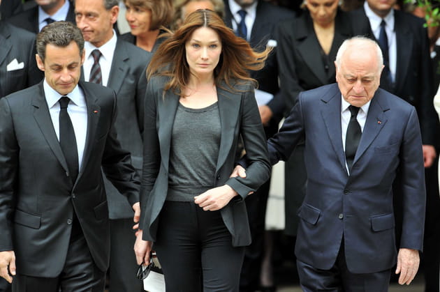 Avec Nicolas Sarkozy et Carla Bruni aux obsèques de YSL
