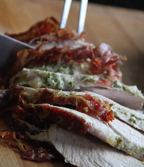 Rôti de porc à l'ail et à la coppa