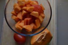 Gaspacho melon-tomate et basilic façon basque : Etape 2