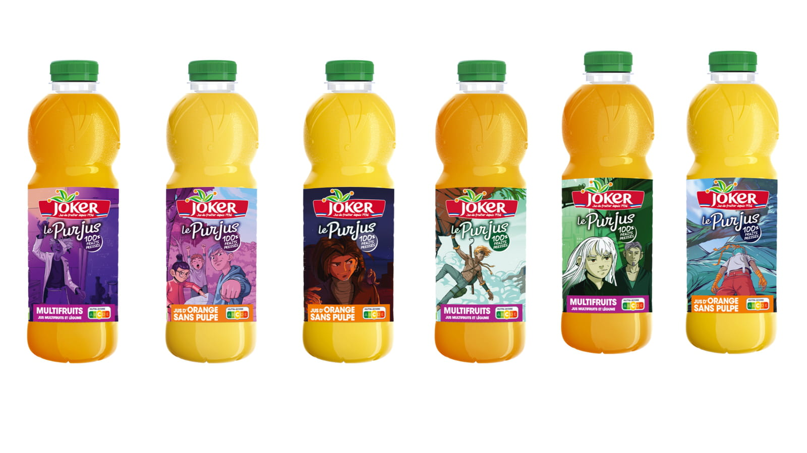 Les Pur Jus orange sans pulpe et multifruits Joker