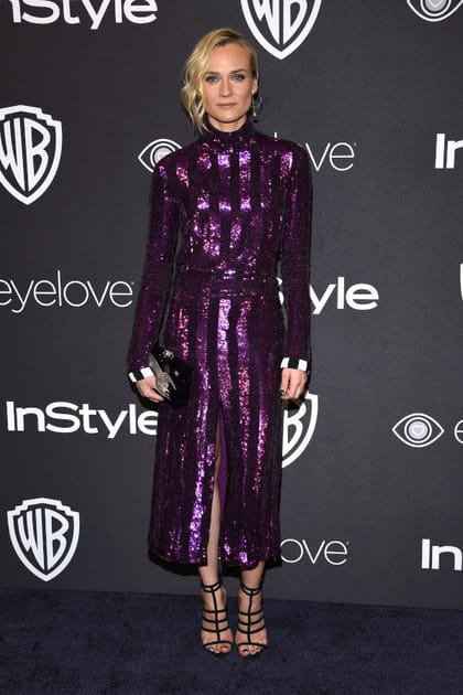 Diane Kruger en robe violette à paillettes