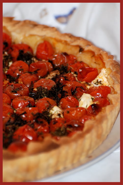 Tarte aux tomates cerises et chèvre frais