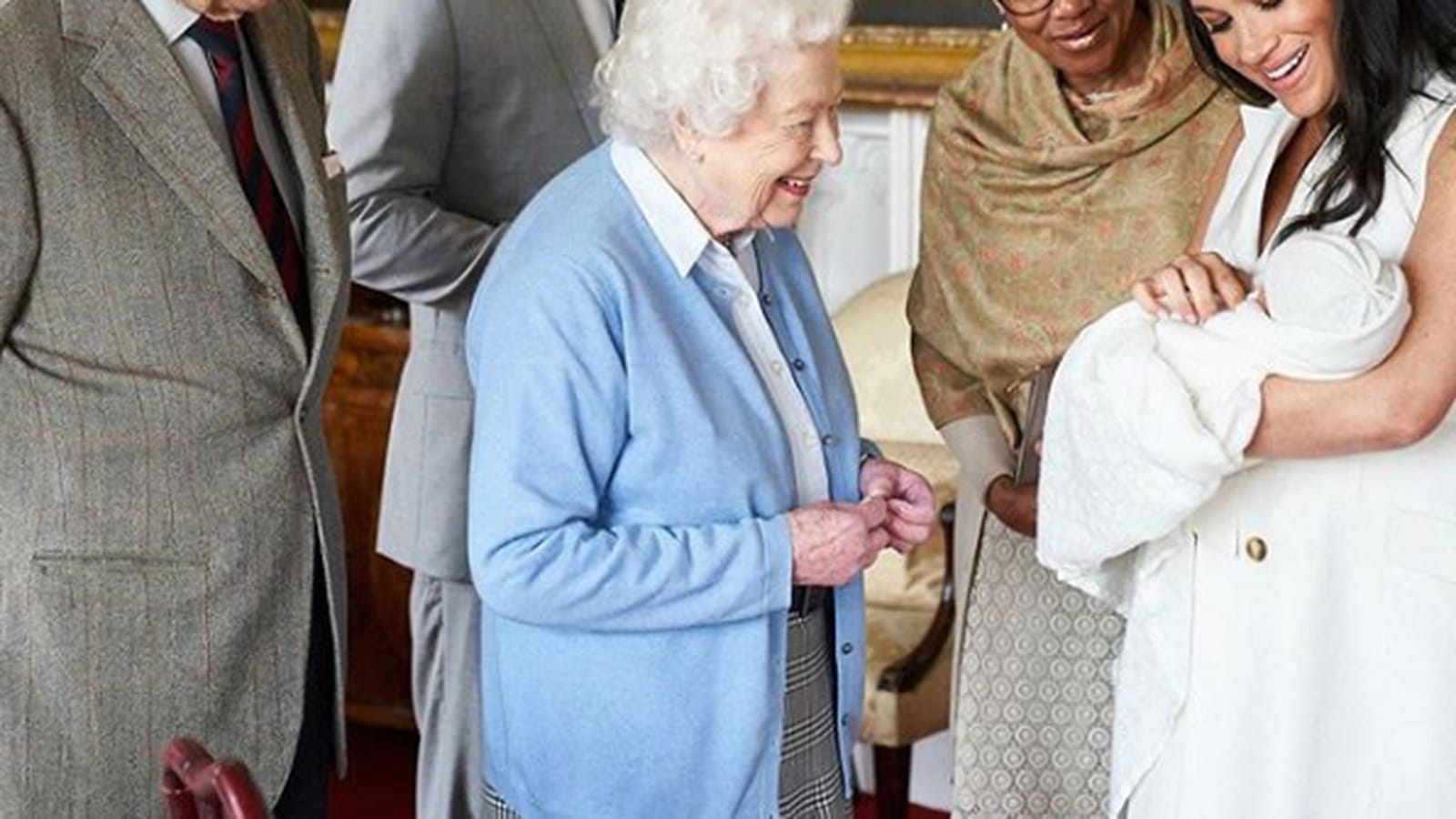Prince Philip, Harry, Elisabeth II, Doria Ragland et Meghan Markle