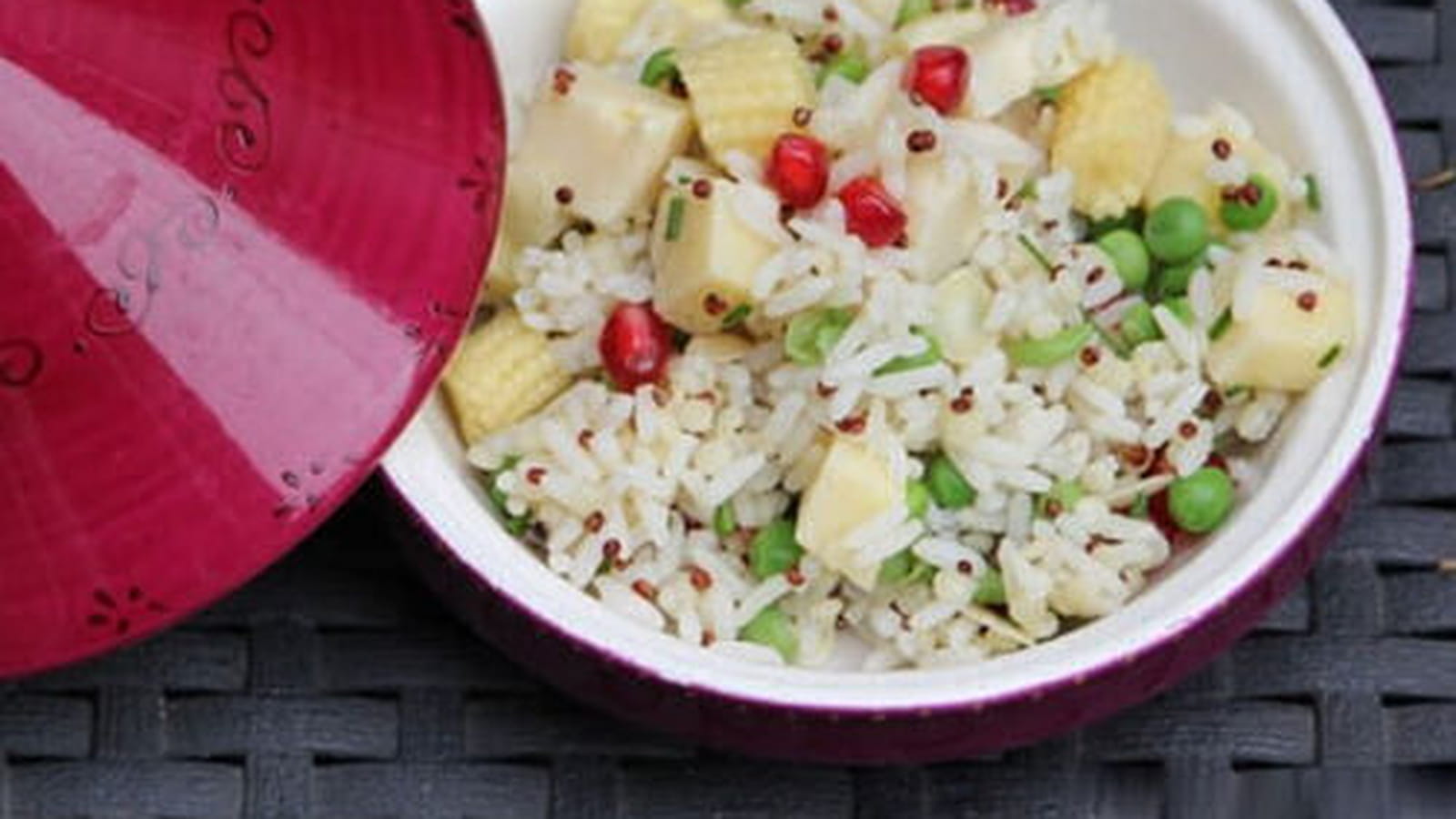 Salade de riz aux cœurs de palmiers, baby maïs et Tomme aux fleurs
