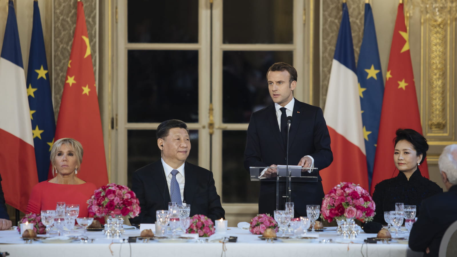 Brigitte et Emmanuel Macron, Xi Jinping et Peng Liyuan