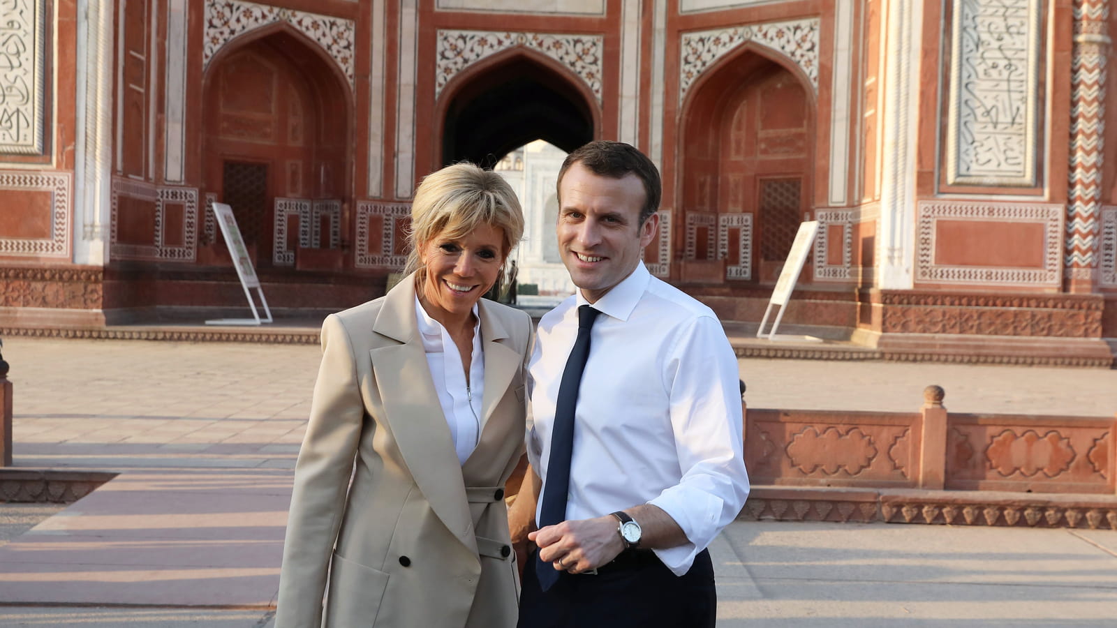 Emmanuel et Brigitte Macron au Taj Mahal, Agra