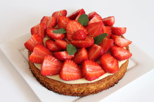 Tarte aux fraises sur sablé breton