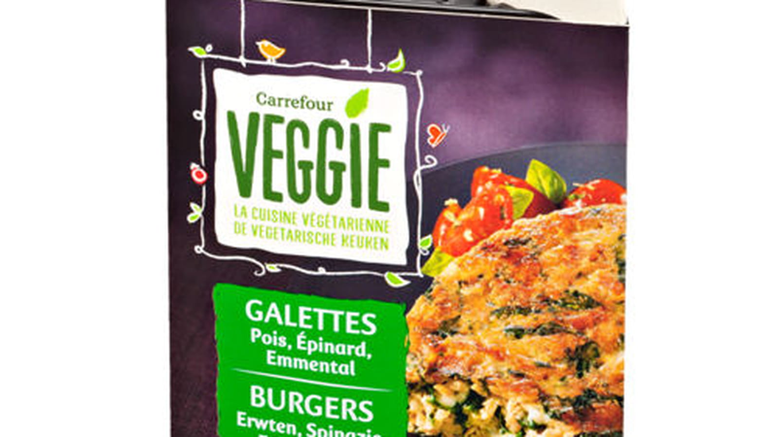 Galettes Pois, épinards, emmental de Carrefour Veggie