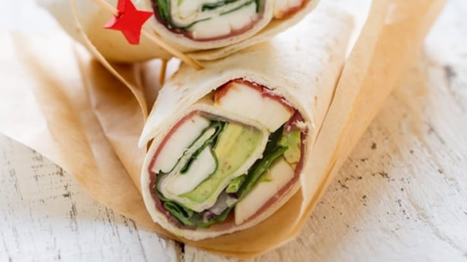 Wraps jambon, avocat et épinards