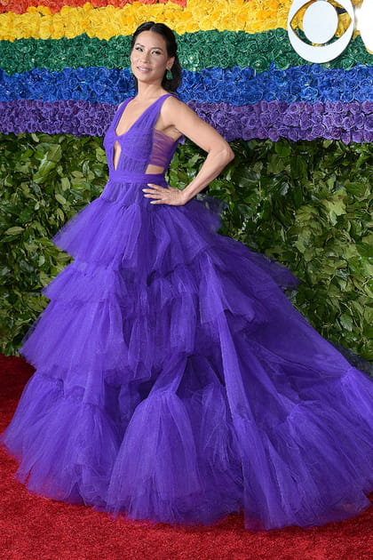 Lucy Liu en robe tulle violette