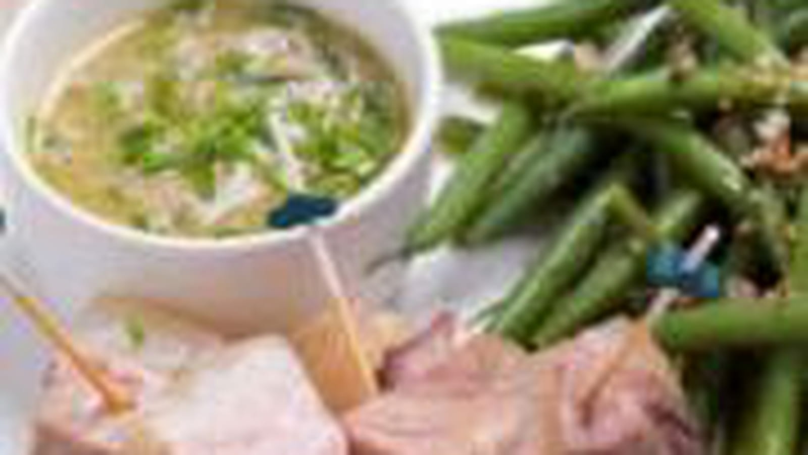 Bouchées de tête de veau et salade de haricots verts