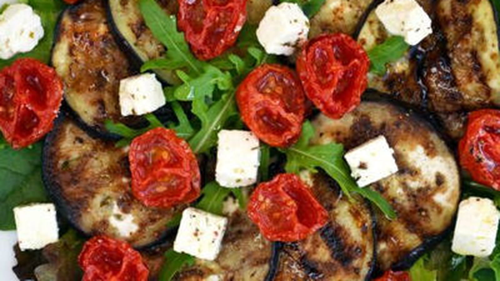 Salade aubergines, tomates confites et feta