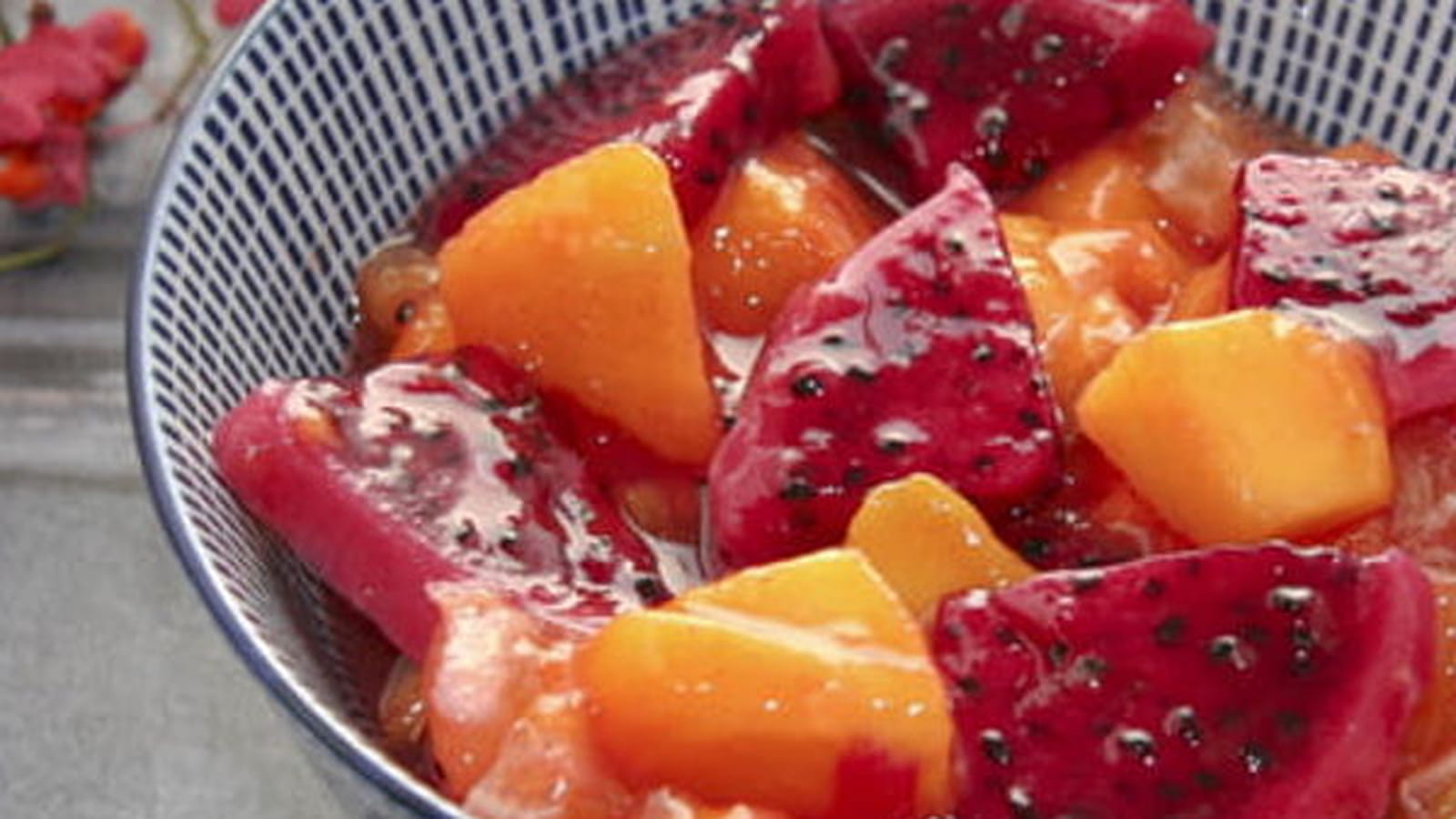 Salade de fruits à la mangue et au pitaya