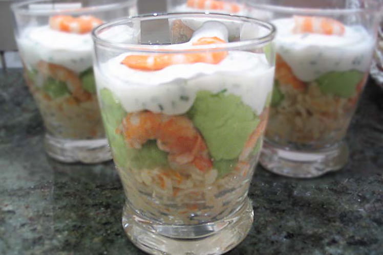 Verrines salées faîcheur avocat-crevettes