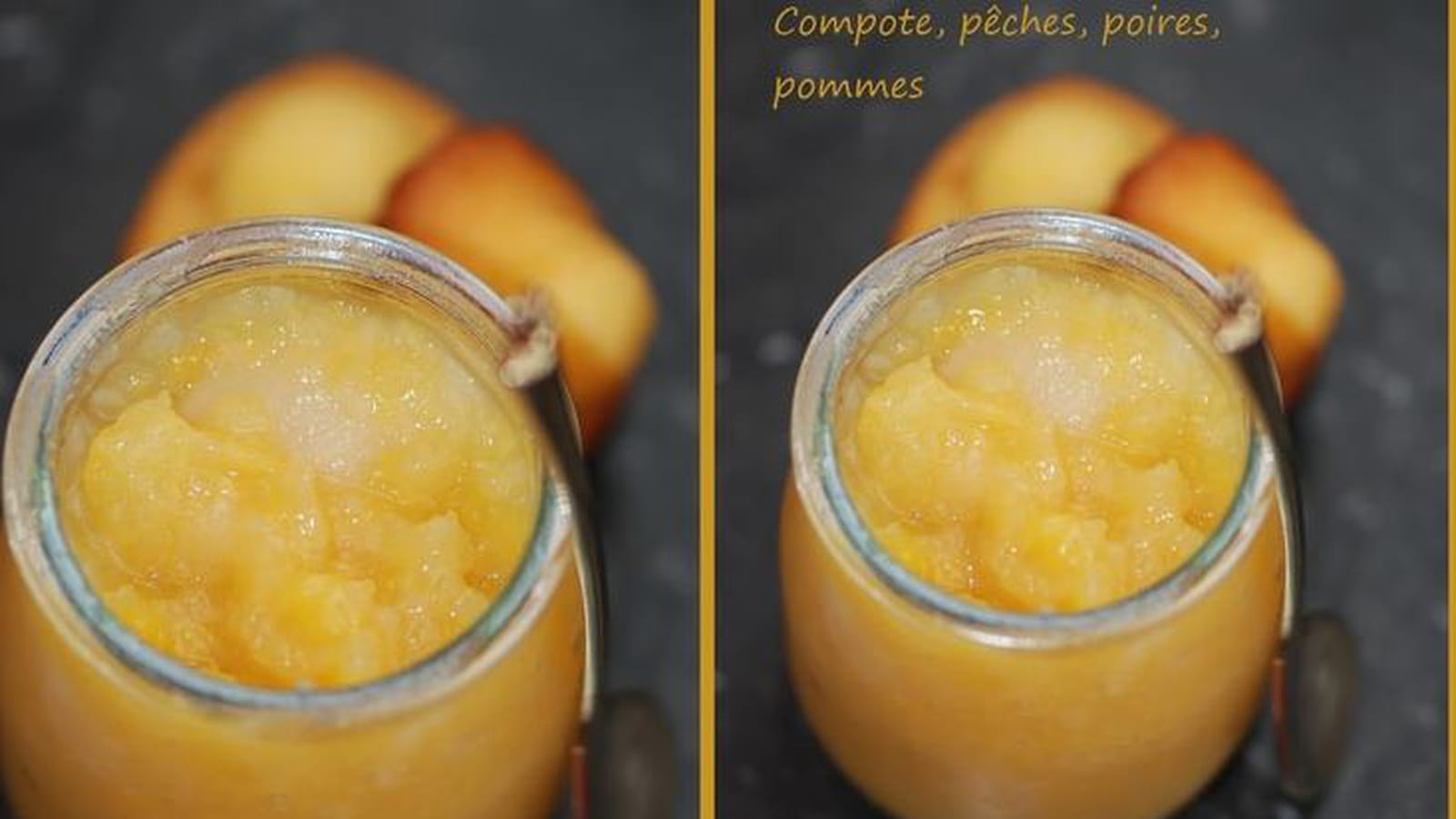 Compote de pêches, de poires et de pommes