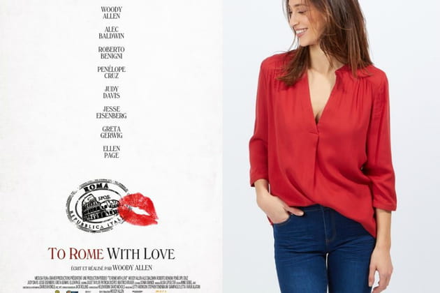 Une blouse rouge fa&ccedil;on Monica dans "To Rome with Love"