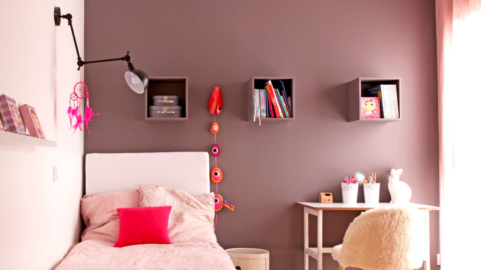 Chambre de fille rose poudré