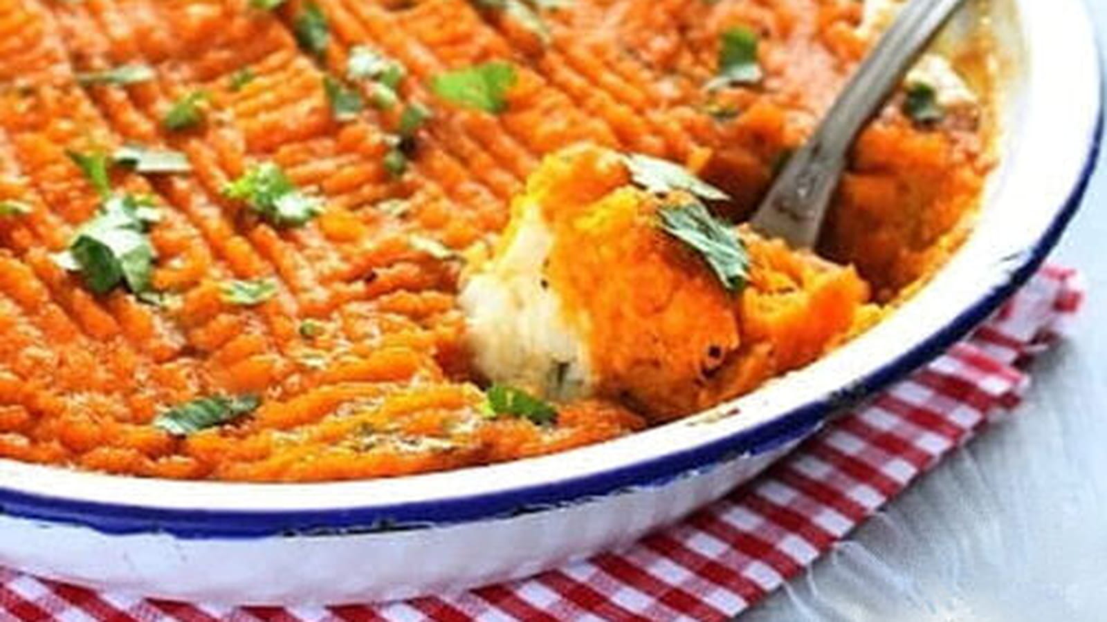 Parmentier de cabillaud et patates douces au curry-cumin